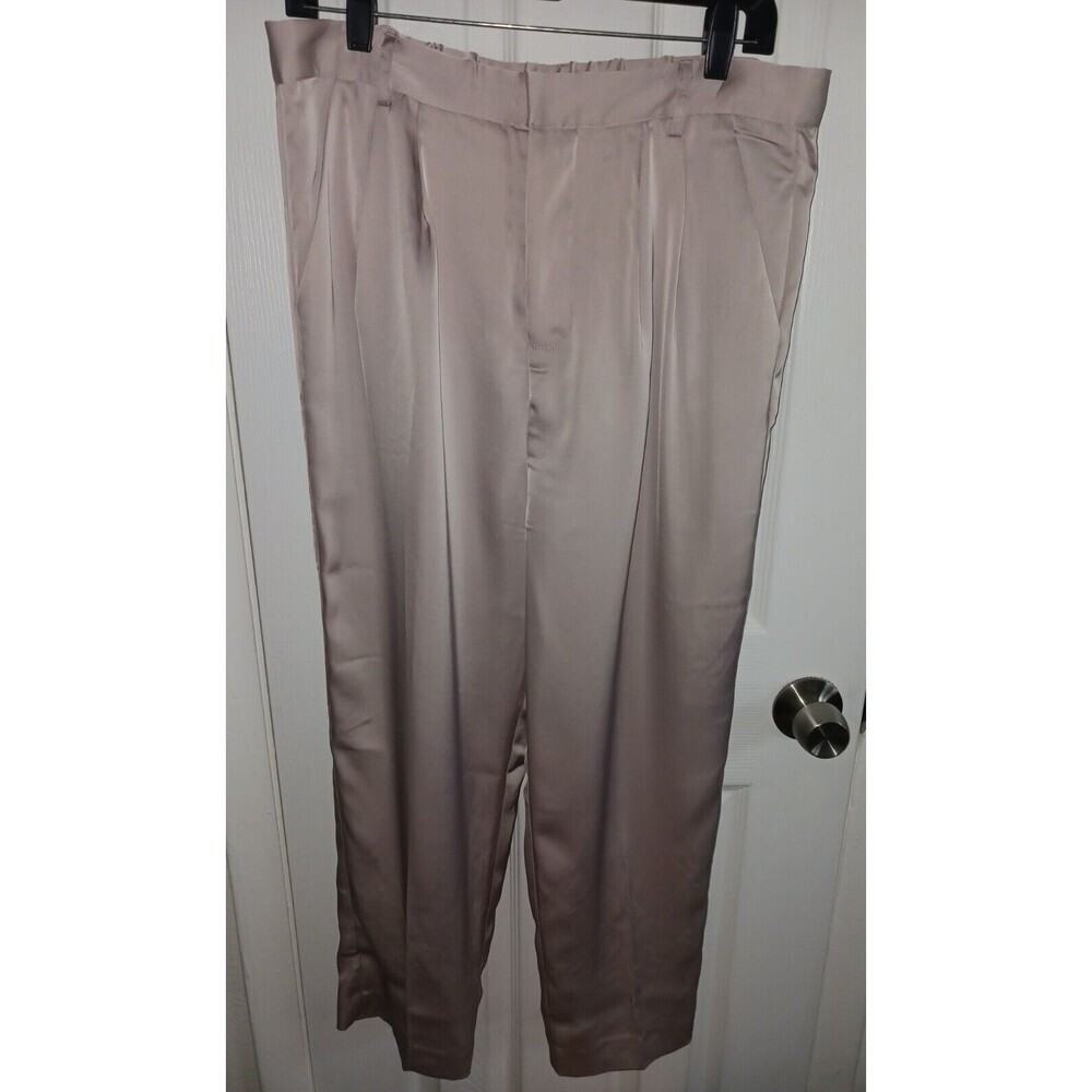 Jason Wu Champagne Pink Satin Pleated Front Tapered Dress Pants Trousers Size XL